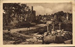 VINTAGE POSTCARD Caen through the ruins the street without name Militaria