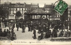 VINTAGE POSTCARD Caen Places Republic the Military Concert
