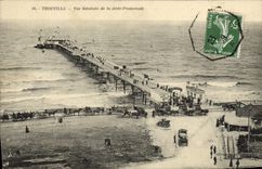 Opinión de Trouville de la POSTAL de la VENDIMIA de la caminata del embarcadero