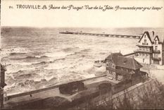 Reina de Trouville de la POSTAL de la VENDIMIA de las playas vistas de la caminata del embarcadero por tiempo gordo
