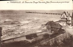 POSTAL Trouville de la VENDIMIA la reina de las playas vistas de la caminata del embarcadero por tiempo gordo