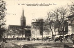 VINTAGE POSTCARD Caen Boulevard St hones turn leroy Market