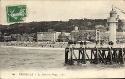 VINTAGE POSTCARD Trouville the pier and the beach