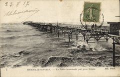 VINTAGE POSTCARD Trouville the pier walk by large lemps
