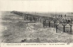 VINTAGE POSTCARD Trouvlle on sea the pier walk by heavy weather