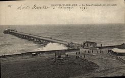 VINTAGE POSTCARD Trouville on sea the piers walk by heavy weather