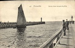VINTAGE POSTCARD Trouville left a boat of sin Boat