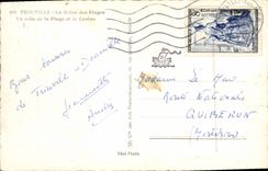 POSTAL Trouville de la VENDIMIA la reina de las playas una esquina de la playa y del barco del casino