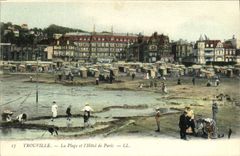 VINTAGE POSTCARD Trouville the beach and the hotel of bets