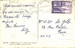 VINTAGE POSTCARD Trouville the queen of the beach scenes of beach has high tide