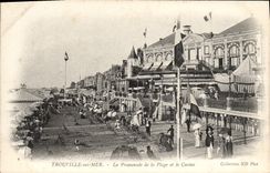 VINTAGE POSTCARD Trouville the walk of laplage and the casino