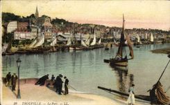 VINTAGE POSTCARD Trouville the Bateaux port Fishes Sinning