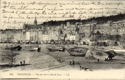 VINTAGE POSTCARD Trouville Vue of the port has low tide Boats