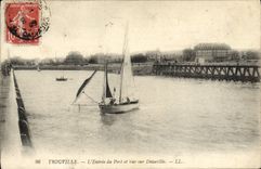 VINTAGE POSTCARD Trouville the entry of the port and sight on Deauville