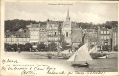 VINTAGE POSTCARD Trouville On Sea Quay Tostain Boats