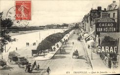 VINTAGE POSTCARD Trouville Quay of Joinville Cocoa Van Houten Garage