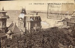 VINTAGE POSTCARD Trouville On sea villas of the floods and the pier walk
