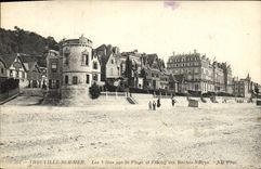 VINTAGE POSTCARD Trouville on sea villas on the beach and the hotel of the black rocks