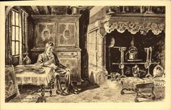 VINTAGE POSTCARD Honfleur Museum Of Old man At the Middle-class man