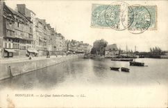VINTAGE POSTCARD Honfleur Quay co. Catherine