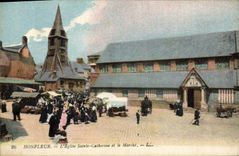CPA Honfleur L'Eglise Saint catherine et le Marche
