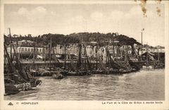 CPA Honfleur Le Fort et le Cote de Grace a maree haute Bateaux 