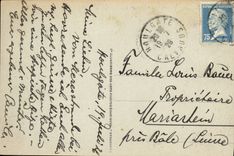 POSTAL Houlgate de la VENDIMIA la playa y la mula del asno de los niños del lmbert del hotel