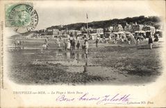 VINTAGE POSTCARD Trouville on Mer the Beach has Low tide