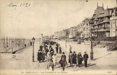 VINTAGE POSTCARD Trouville Boards and Tennis