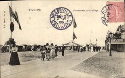 VINTAGE POSTCARD Trouville Walk of the Beach