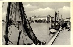 VINTAGE POSTCARD Trouville the Queen of the Beaches the Port and the Casino Boat