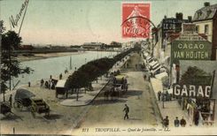 VINTAGE POSTCARD Trouville Quay of Joinville Publicity Cocoa Van Houten Garage