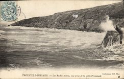 VINTAGE POSTCARD Trouville Black Rocks Seen from of the pier walk