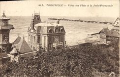 VINTAGE POSTCARD Trouville Villas of the floods and the pier walk