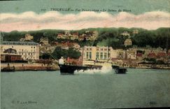 VINTAGE POSTCARD Trouville Panoramic View the boat of the harbor
