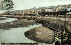 VINTAGE POSTCARD Trouville View taken of the bridge of the Drums