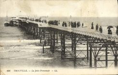 VINTAGE POSTCARD Trouville the pier walk Boat