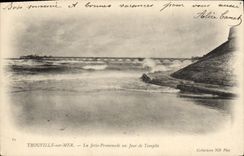 VINTAGE POSTCARD Trouville On Sea the pier walk one day of storm