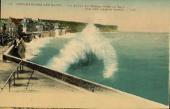 POSTAL Arromanches de la VENDIMIA les Bains un efecto del undertow en bahía