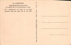 Baños de los arromanches de Normandía de la POSTAL de la VENDIMIA el puerto de la opinión del lanzamiento 1944 amplia en la presa de Militaria