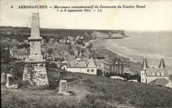 CPA Arromanches Monument commemoratif du centenaire du combat naval 1811