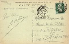 La POSTAL Asnelles de la VENDIMIA en el mar la presa y la playa tiene creciente oleada