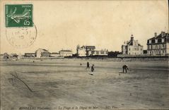 POSTAL Asnelles de la VENDIMIA la playa y la presa del tenis del mar