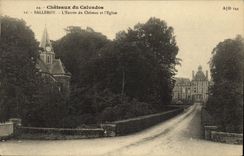 VINTAGE POSTCARD Castles of the apple-brandy balleroy the entry of the castle and the church