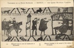 La POSTAL Tafisserie de la VENDIMIA de la reina Matilde Bayeux Eduardo escucha la cuenta de la embajada en Normandía