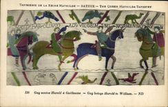 CPA Tapisserie de la reine mathilde Bayeux Guy amene Harold a Guillaume