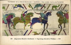 CPA Tapisserie de la reine mathilde Bayeux Guy amene Harold a Guillaume