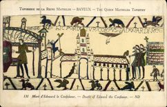 Tapicería de la POSTAL de la VENDIMIA de los muertos de la reina Matilde Bayeux de Eduardo el confesor