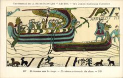 CPA Tapisserie de la reine mathilde Bayeux Il s'avance vers le rivage 