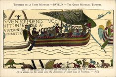 POSTAL Tapisserie de la VENDIMIA de la reina Matilde Bayeux es crecimiento al lado de los vientos sobre la base del mundo